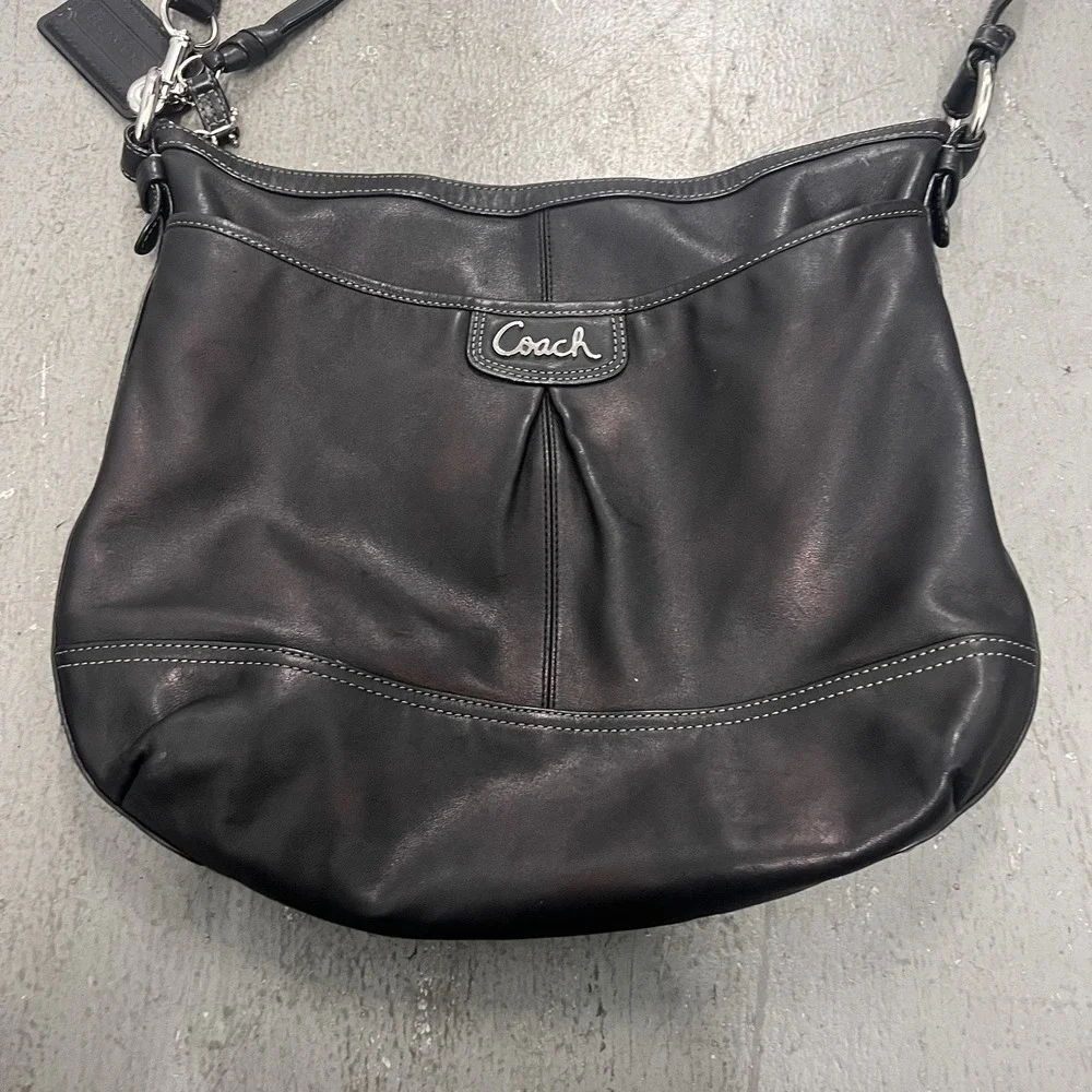 Coach Park A1357 F19726 Black Leather Medium Shoulder Crossbody Handbag Purse - Picture 2 of 9